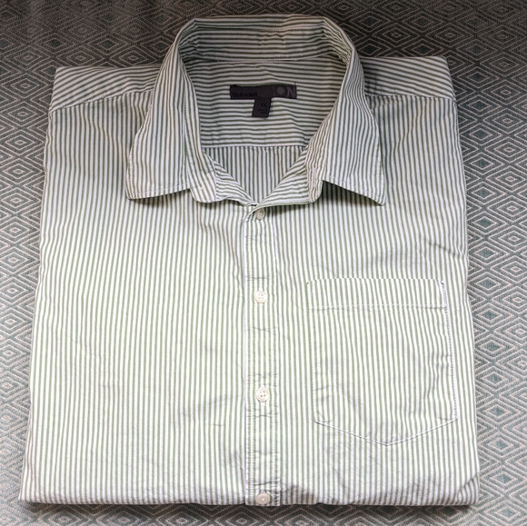 Old Navy Green & White Stripe Dress Shirt - Picture 1 of 8